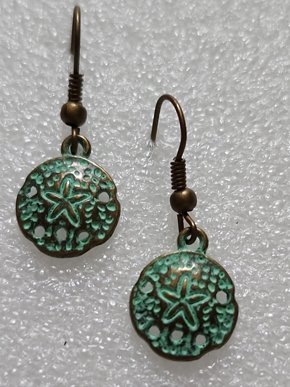 Hand Crafted Turquoise Patina Starfish Dangle Earrings